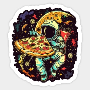 Astronaut with Pizza in Space Sticker